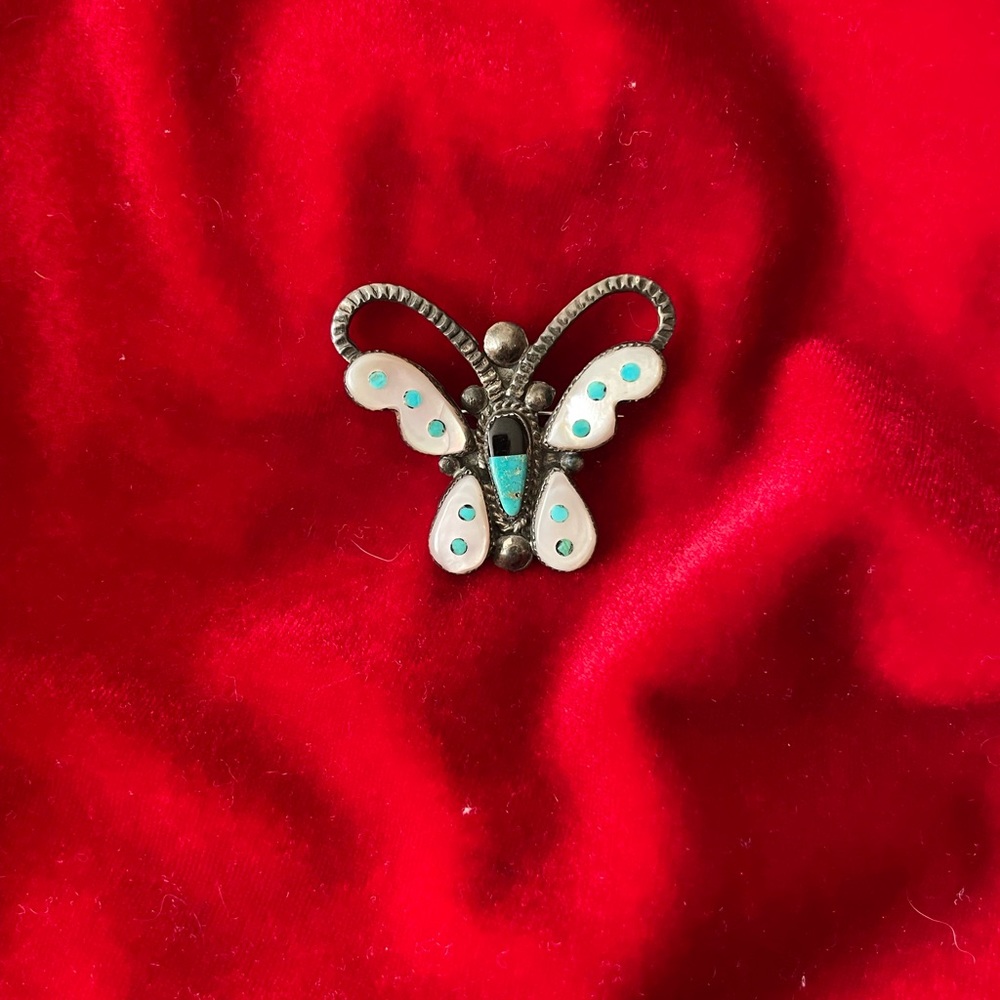 Zuni Sterling Silver Howard Leekela “book piece” Mosaic Inlay Butterfly Brooch - Picture 2 of 8
